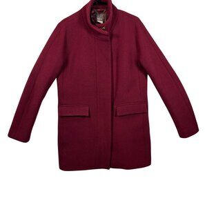 J.Crew Womens Stadium Cloth Coat 6T Nello Gori Wool Blend Burgundy
